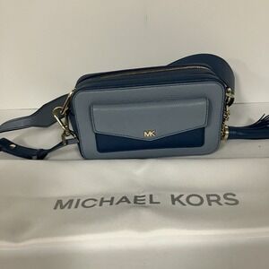 NWOT Michael Kors Blue Double Zip Crossbody Camera Bag